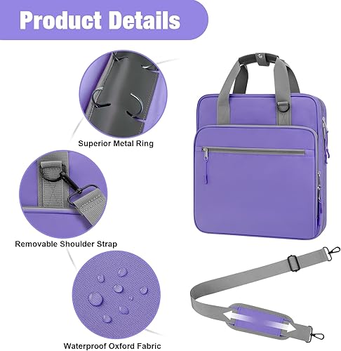 Vista 4 de Carpeta con cremallera de 3 anillos de 2 pulgadas, carpeta de capacidad para 500 hojas con cremallera para niña y niño, compatible con MacBook de 13