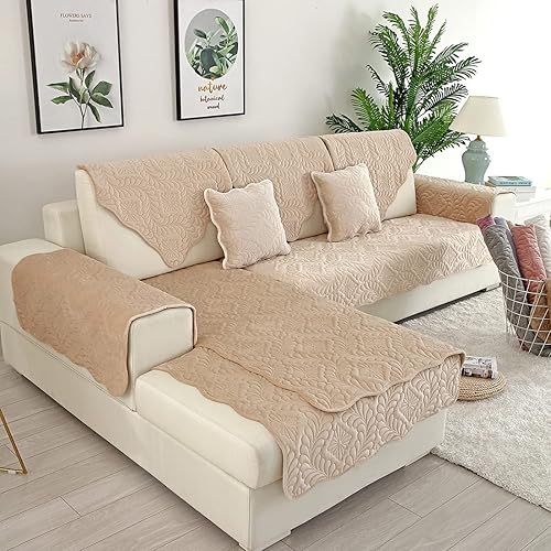 Miniatura 3 de vctops Funda acolchada de terciopelo para sofá, funda suave para sofá modular, funda antideslizante para sofá, para perros, gatos y mascotas, para