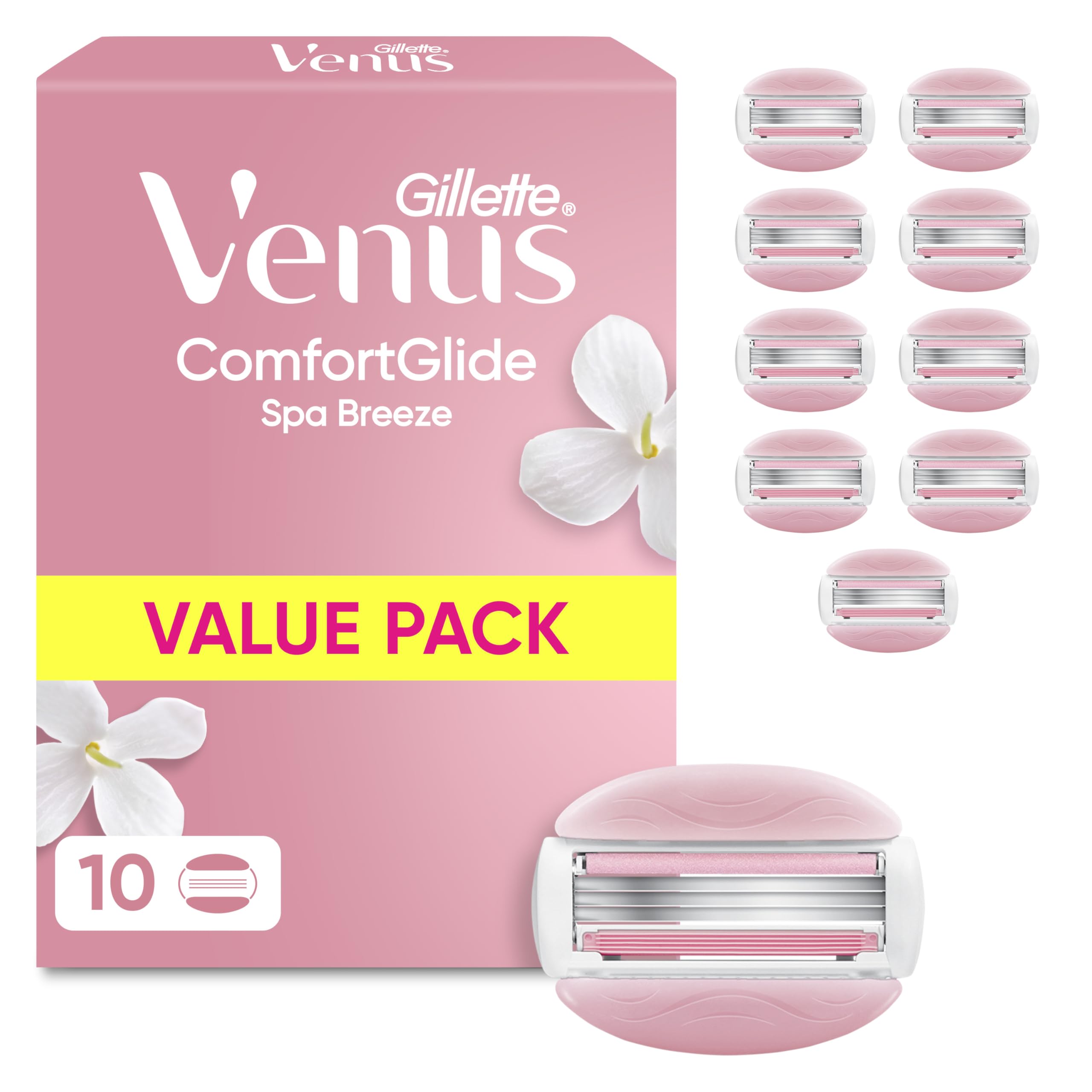 Gillette Venus Comfortglide Spa Breeze Women's Razor Refills, Pack of 10