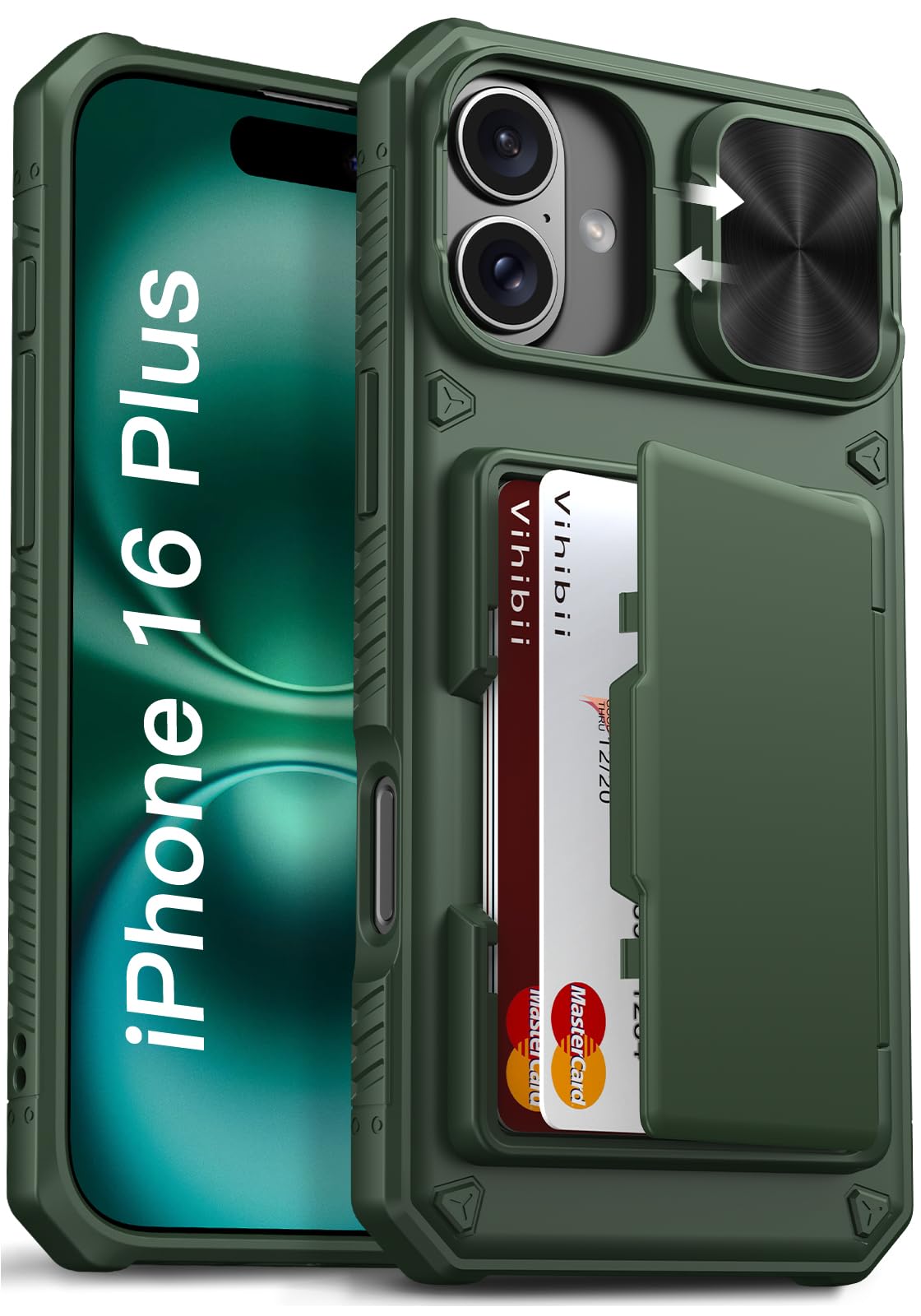 Havaya Custodia per iPhone 16 Pro, con porta carte di credito, per iPhone 16 Pro, con portachiavi, in pelle, chiusura lampo, per uomo e donna, colore nero