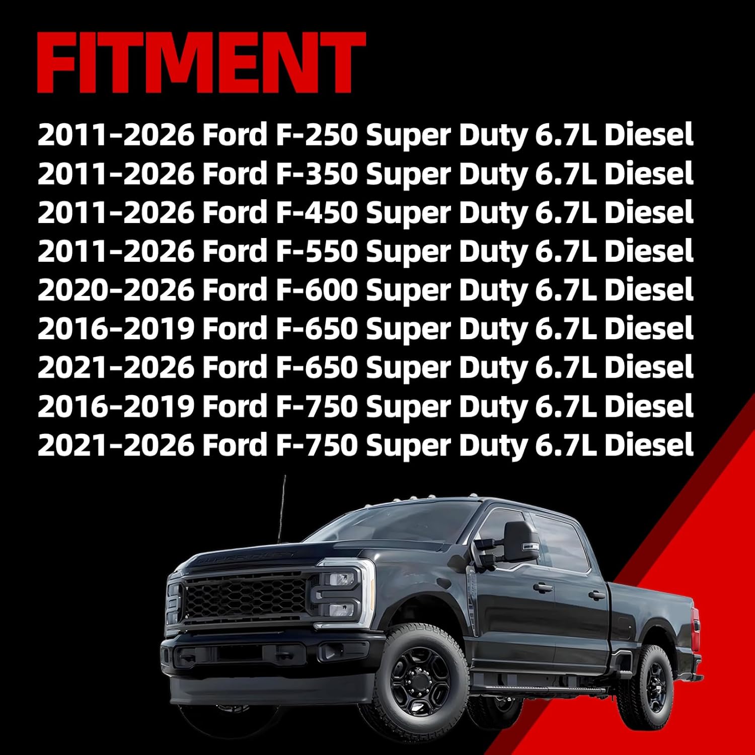 MITZONE Aluminum Lower Engine Oil Pan Sump with Drain Plug Compatible with Ford F-250 F-350 F-450 F-550 F-600 F-650 F-750 Super Duty 2011-2026 6.7L Diesel with Gasket Bolts Replace BC3Z6695B Red