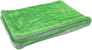 [Dreadnought] Microfiber Car-Drying Towel, Superior Absorbency for Drying Cars, Trucks, and SUVs, Double-Twist Pile, One-Pass Vehicle-Drying Towel (20"x30") 1-Pack (Green/Gray)