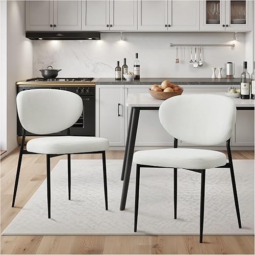 Miniatura 15 de Juego de 4 sillas de comedor tapizadas modernas de chenilla para cocina y comedor, asiento ancho relleno con cojín de espuma viscoelástica 58D,