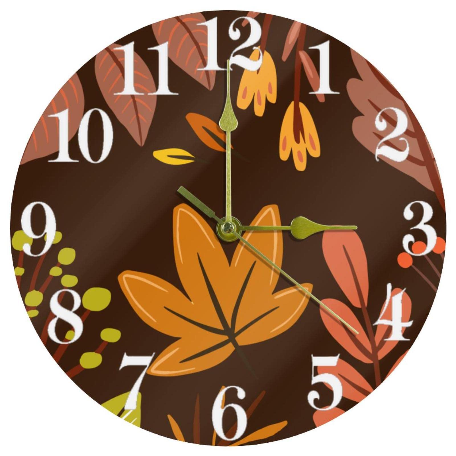 Horloge murale silencieuse à quartz marron foncé pour travailler sans bruit au bureau
