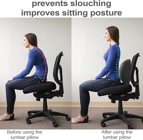 Miniatura 8 de Almohada de apoyo lumbar para automóvil, almohada lumbar para aliviar el dolor de espalda baja, soporte de espalda baja para cama, cómoda almohada