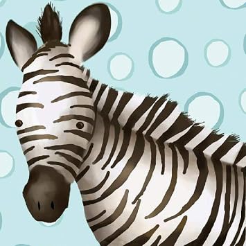 Oopsy Daisy Timmy The Zebra Powder Blue Stretched Canvas Wall Art by Meghann OHara, 10 by 10-Inch