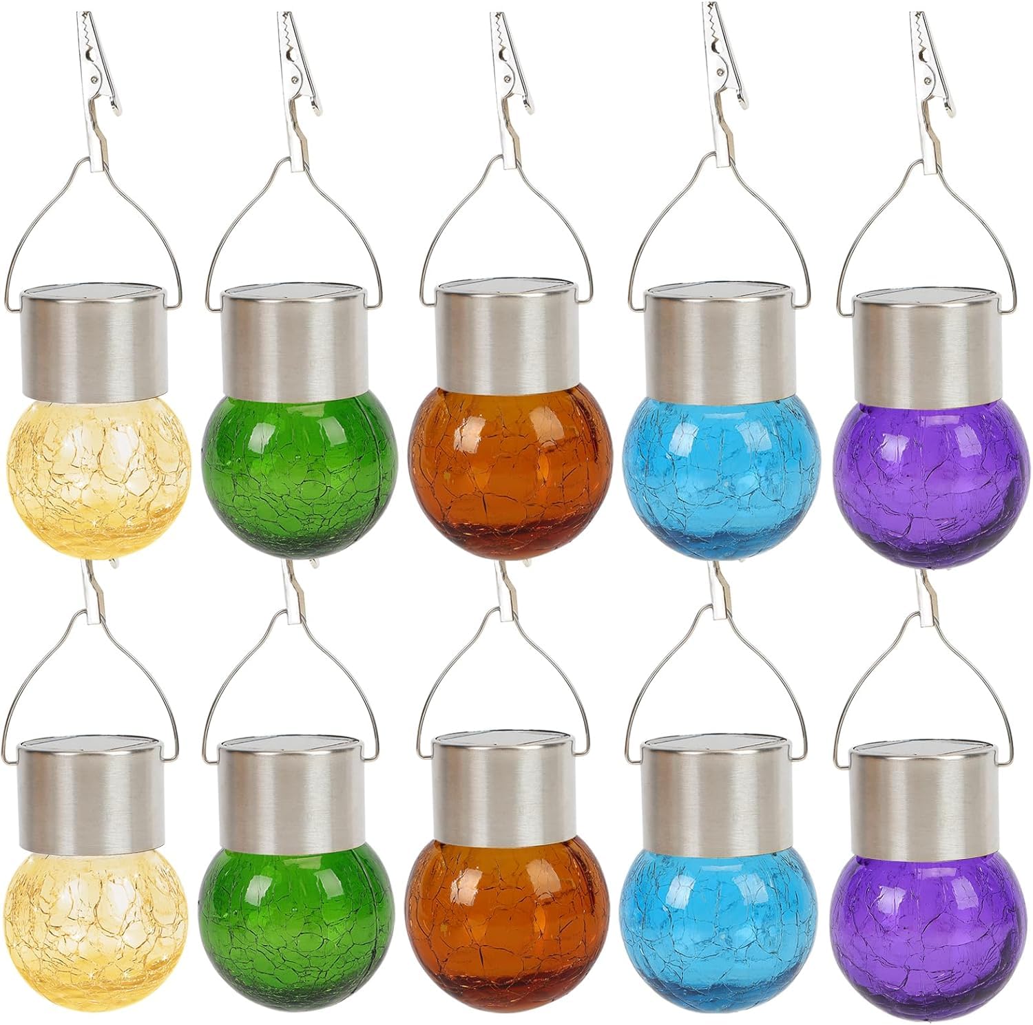 Xing, 4 luci solari a globo per esterni, impermeabili, per giardino, sfera di vetro incrinato, luci solari per esterni, decorazioni per esterni e esterni, per patio e cortile, prato, cortile