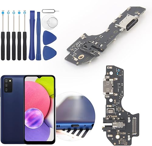 Conector de base para Samsung Galaxy A03s Puerto de carga USB Flex Cable de repuesto para A037U tipo C Cargador Dock Board Conector con herramientas