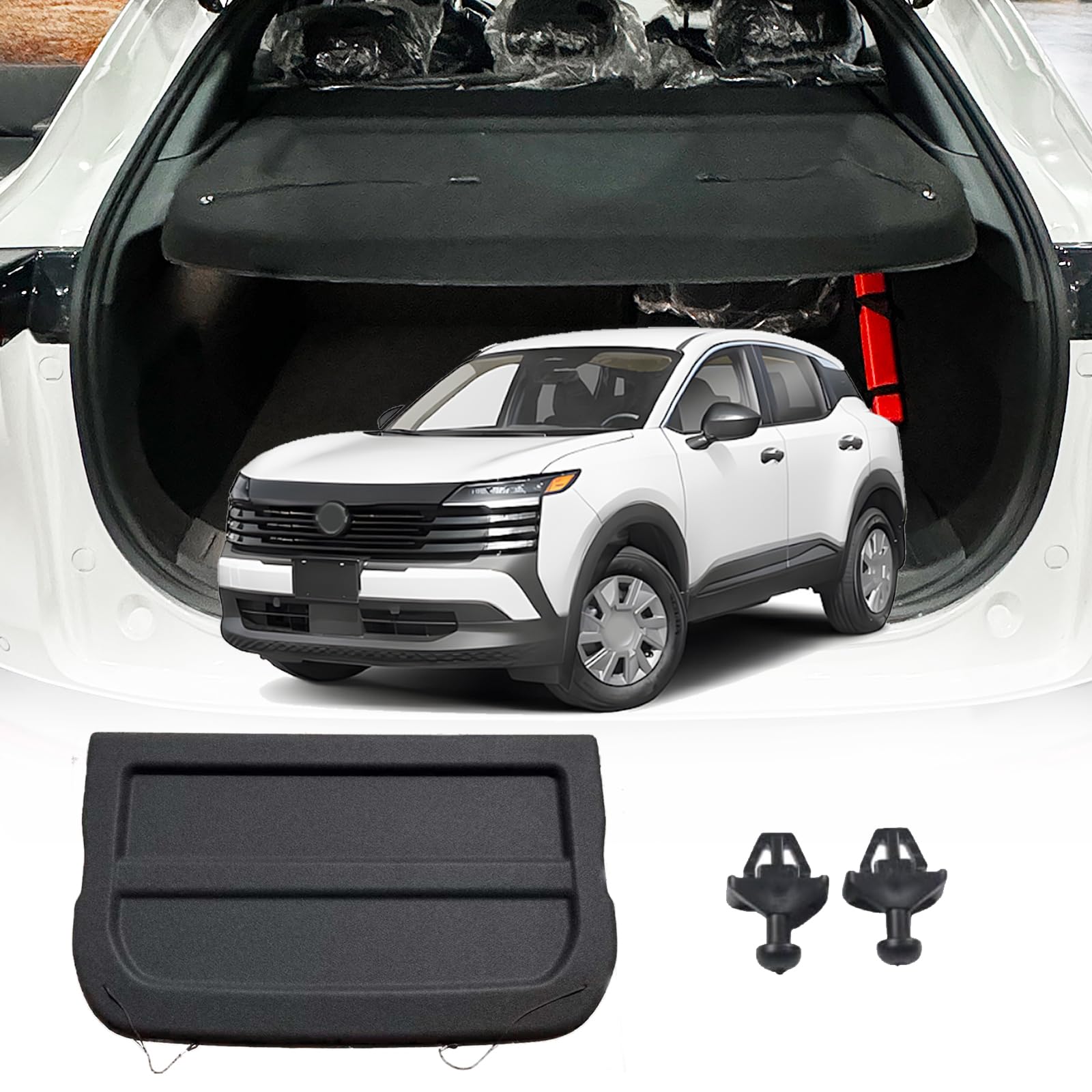 商品图片 Compatible with Nissan Kicks Accessories 2026-2025 Cargo Cover,Non-Retractable Trunk Cover Security Shielding Shade Tonneau Cover Luggage Cover Black (*Not for Nissan Kicks Play*)