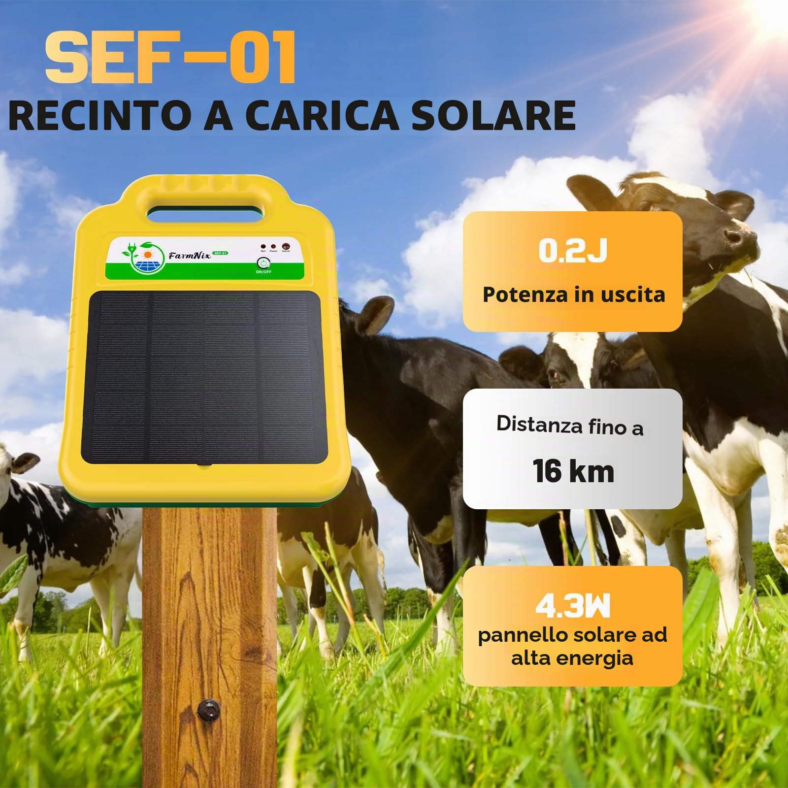 16KM Solare Pastore Elettrico 8 KV Elettrificatore per recinto elettrico Elettrico Recinzione Elettrica Controllore per Cavalli 0.2J Recinto Elettrico per Animali Agriturismo Giardino (Verde)