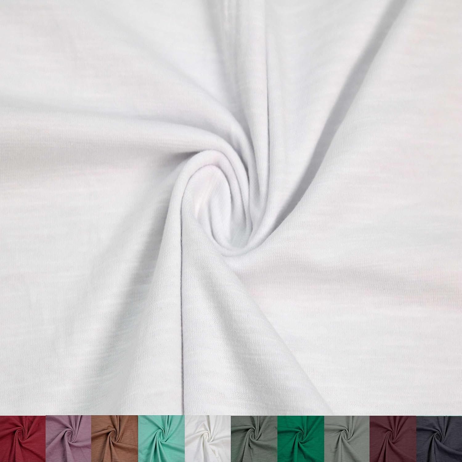 60" Width Slub Cotton Spandex Jersey Knit Fabric by The Yard- (170 GSM) Medium Weight, 2-Way Stretch, Breathable - Apparel, Casual, Activewear & Layering