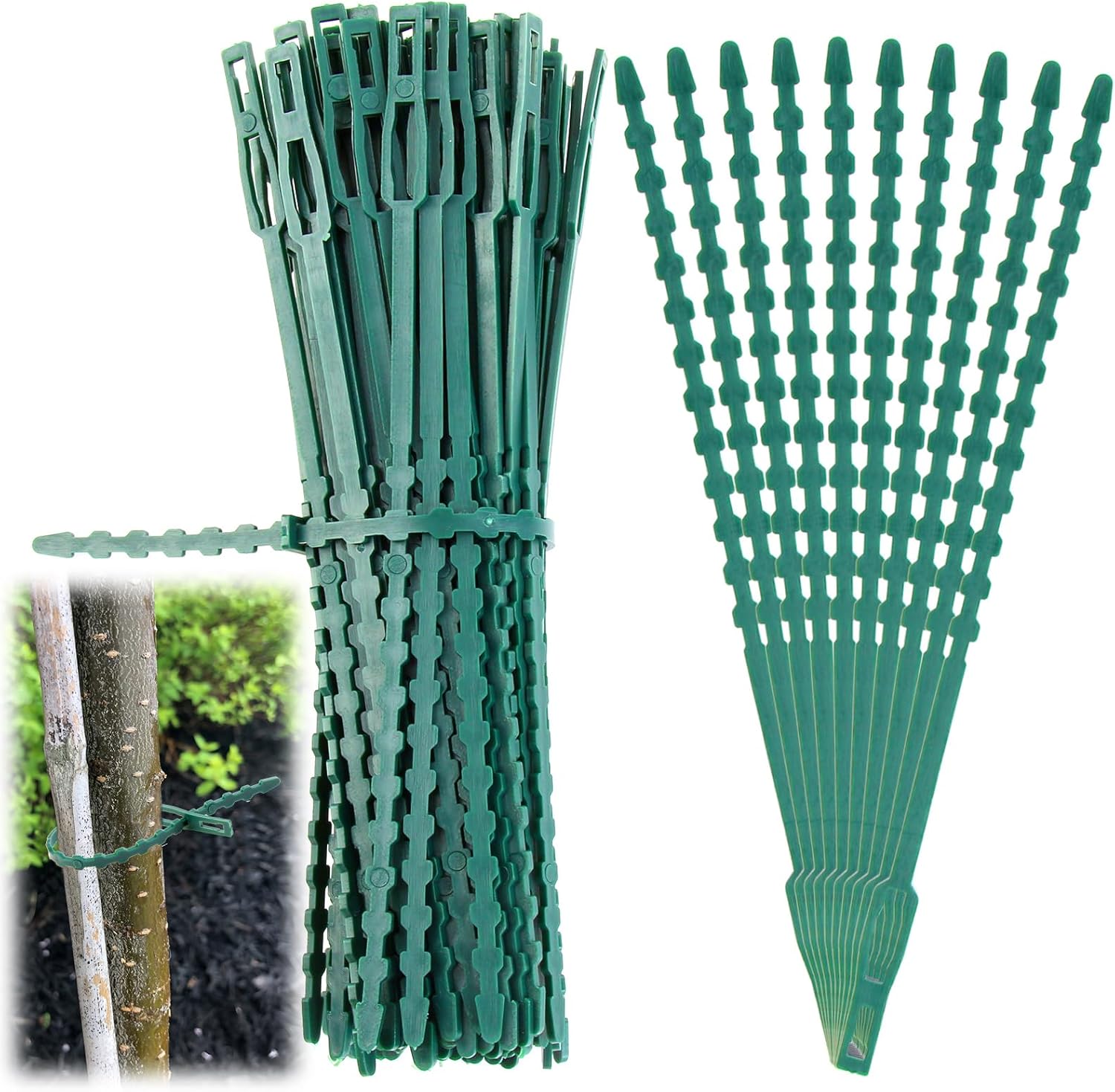 Plant Ties for Climbing Plants 100 Pack, 7" Adjustable Flexible Green