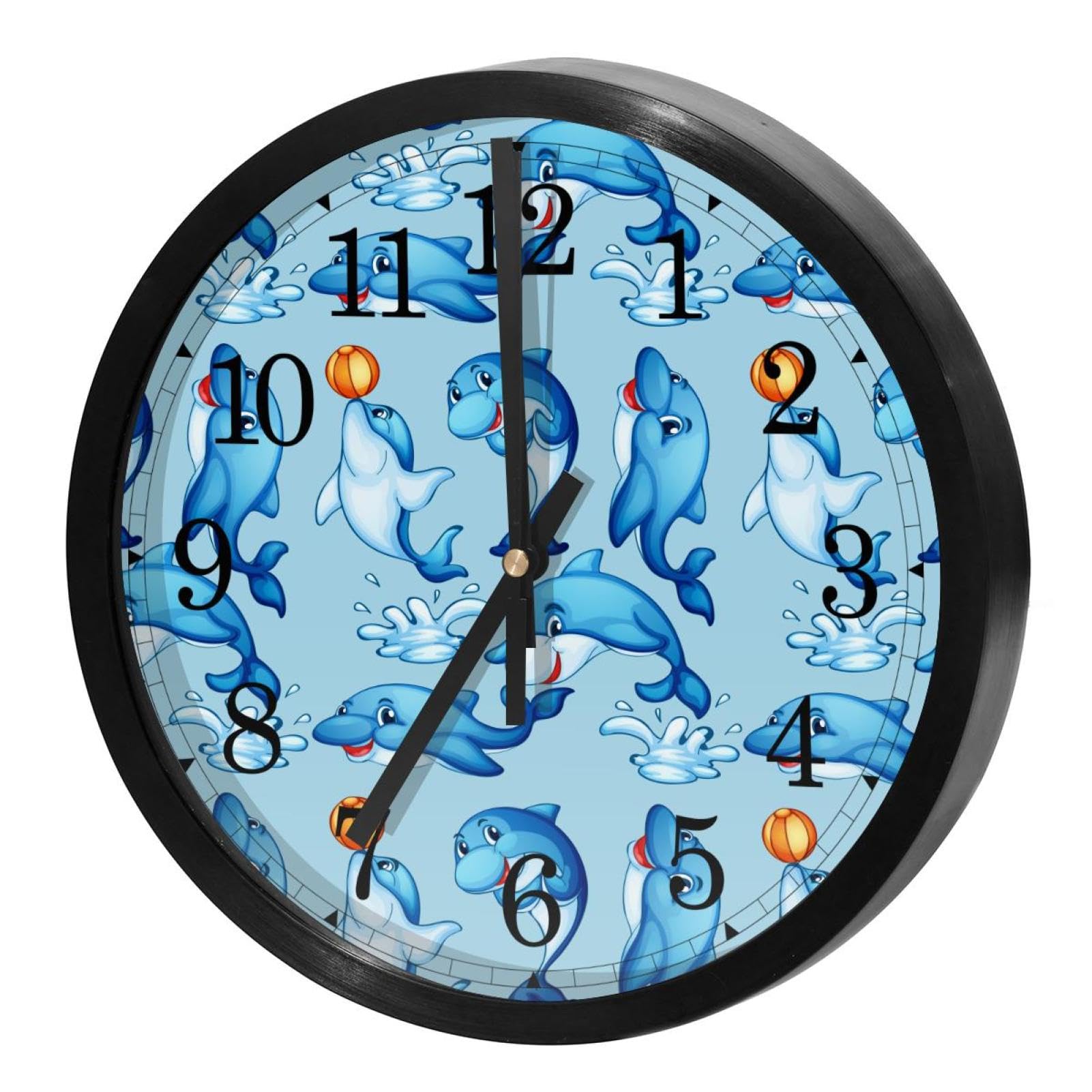 Horloge murale ronde dauphins bleus pour décorer la chambre ou la maison