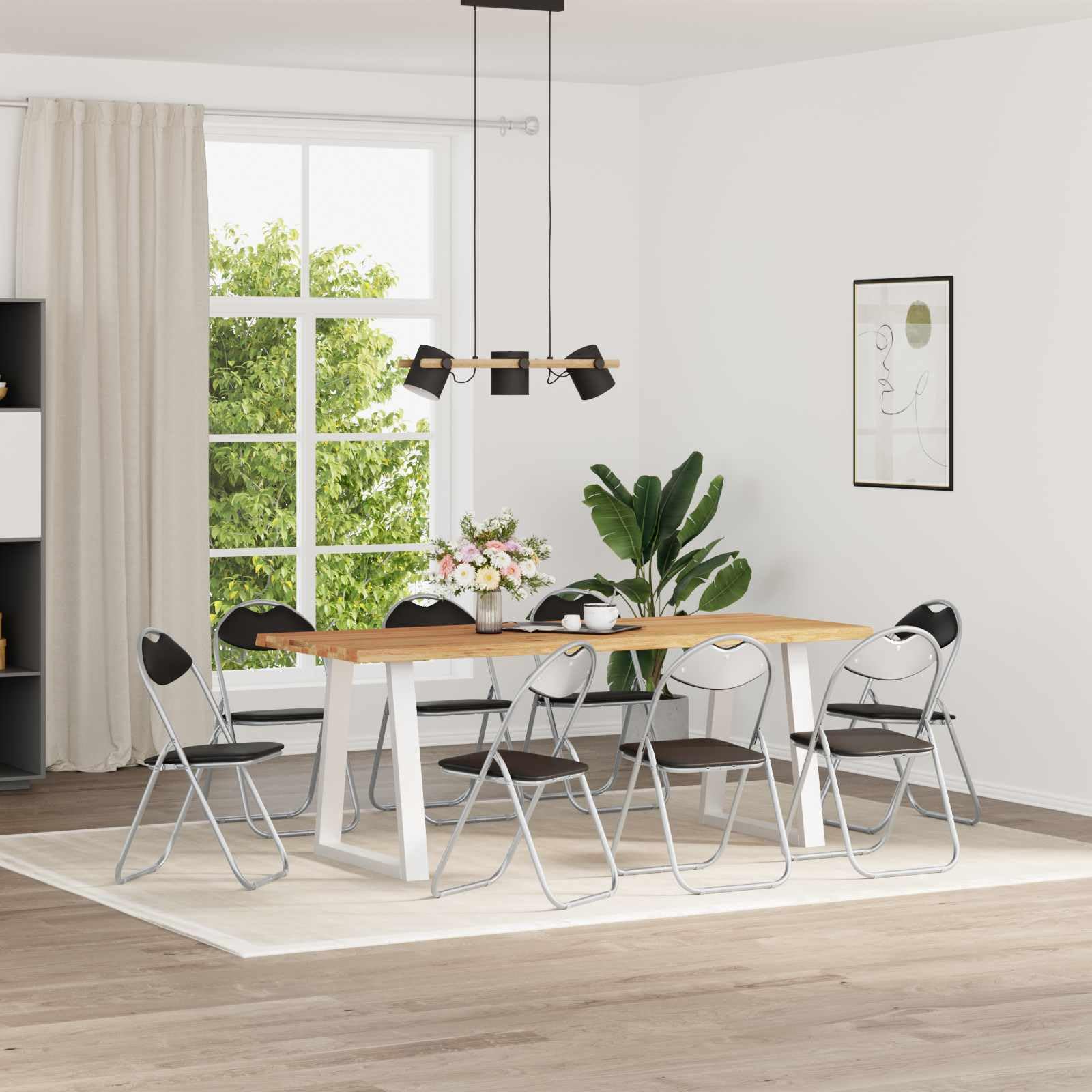 Juego de 8 sillas plegables, tapizadas, para comedor | Sillas plegables de cocina y comedor que ahorran espacio, con cómodo acolchado y estructura de acero resistente.