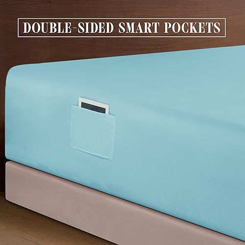 Vista 66 de Elegance Linen® - Juego de sábanas de 4 piezas, resistente a las arrugas, 1500 hilos, ultrasuaves, esquinas tipo bolsillos profundos de hasta 16