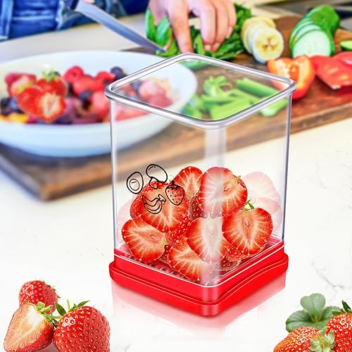 Miniatura 7 de Ponpon Rebanador de frutas, rebanador de tazas de acero inoxidable, cortador de verduras para huevos de plátano y fresa, ensalada de preparación
