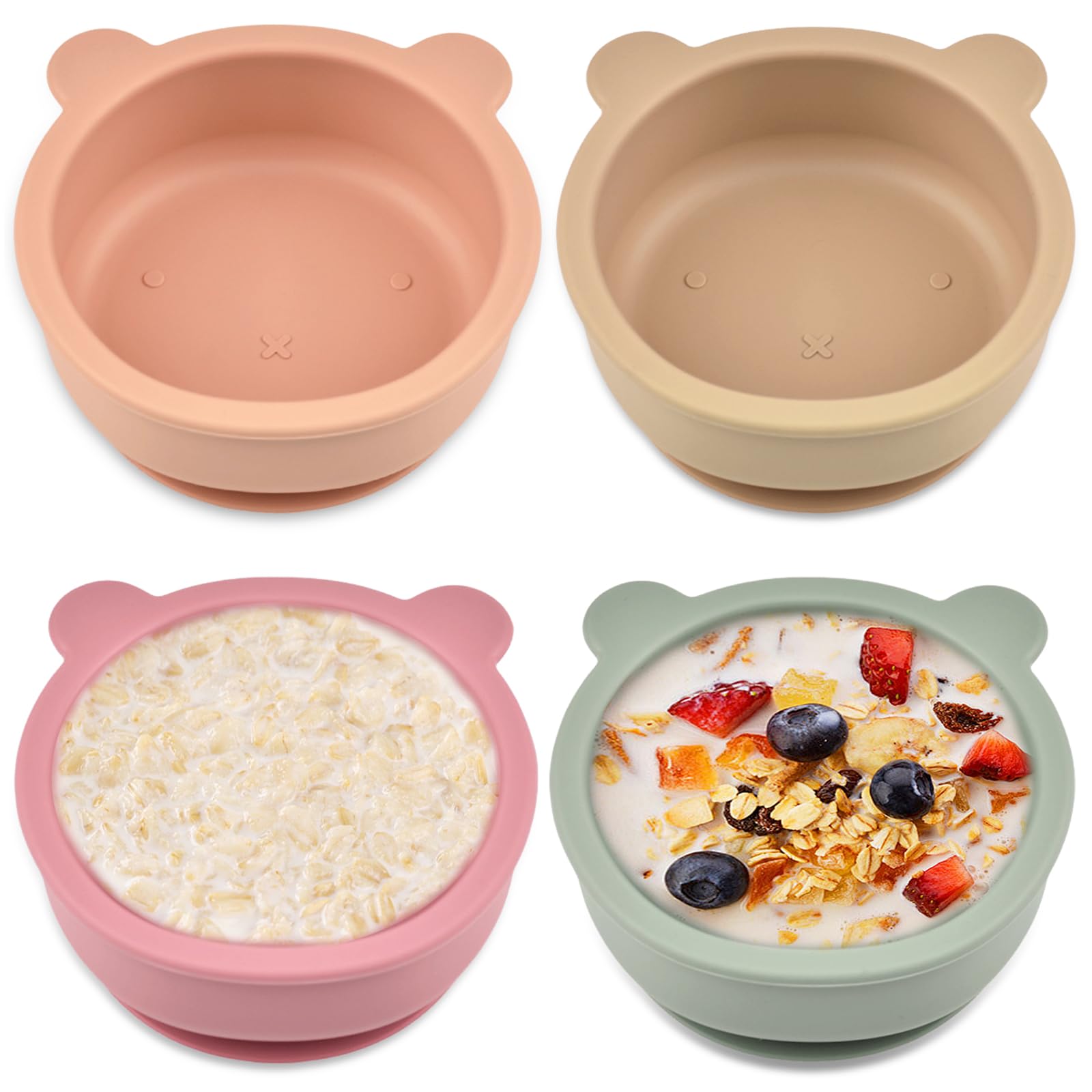 Lot De 4 Bols De Sevrage Bébé En Silicone Avec Ventouse - Sans BPA, Antidérapants, Lavables Au Lave-vaisselle