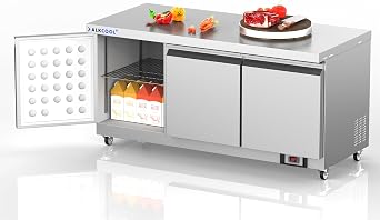 Commercial Undercounter Refrigerator 72" Workstation,3 Door Stainless Steel Food Sandwich Salad Pre Station,Counter Fan Cooling Fridge Cooler for Restaurant, Bar, Shop, ETL Sanitation