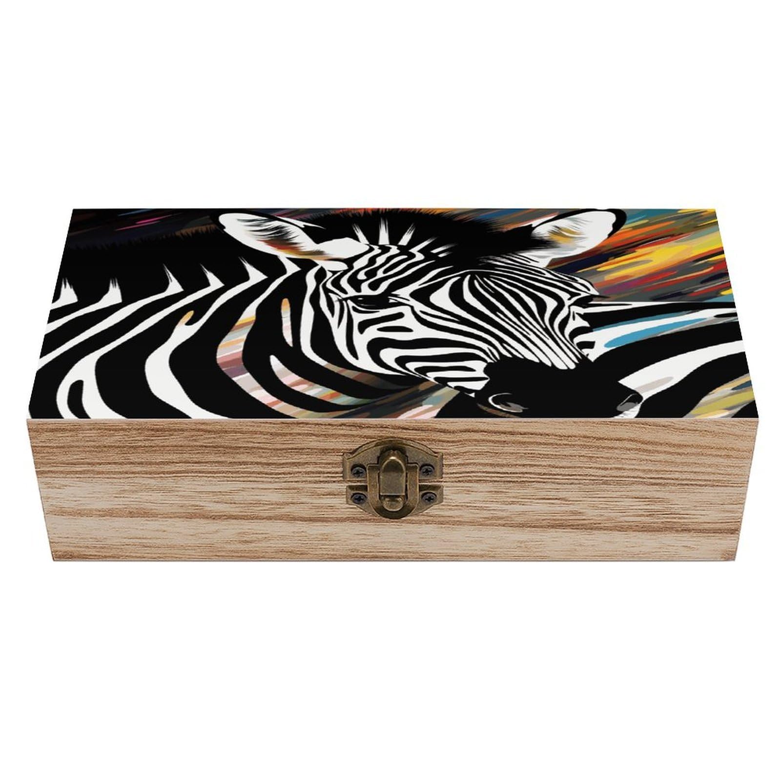 Khauerbc Men's Style Abstract Animal Zebra Locked Wooden Keepsake Box With Hinged Lid For Crafts And Photo Storage,Keepsake Box Jewellery Organiser Unique Gift Ideas For & Wo