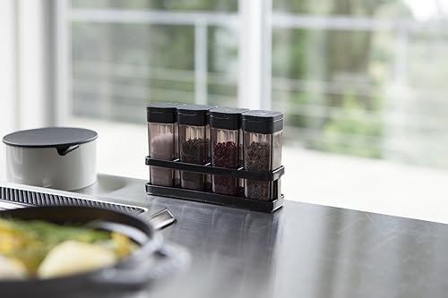 Miniatura 2 de Yamazaki Botellas de especias para el hogar con estante  Contenedores organizadores de despensa de cocina, acero + plástico, 1.69 oz.  1.7 fl oz por