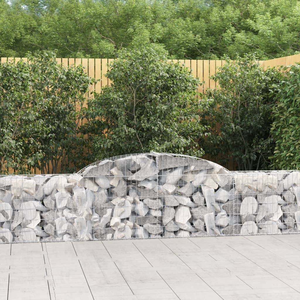 Cestas de gaviones con arco alto, 10 unidades, 300 x 30 x 60/80 cm, hierro galvanizado para barreras de jardín y protección visual, pared de gaviones duradera de alambre resistente como