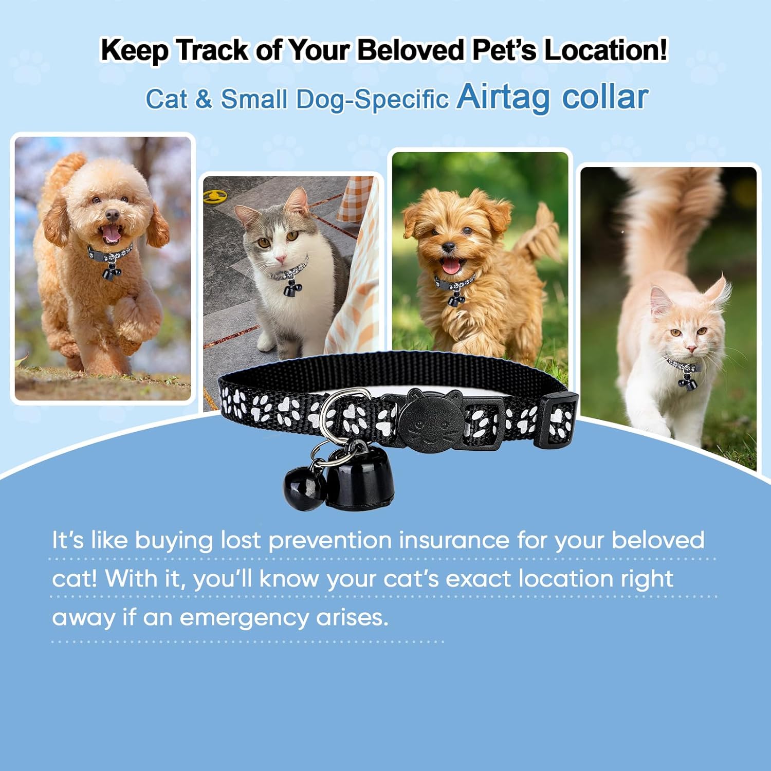 2026 Compact AirTag Cat Collar Set – Lightweight Design Reduces Pet Burden(0.1oz) | Adjustable Size (7–13in) for Cats, Anti-Lost Tracker Compatible with iPhone 'Find My' App,48mAh+ 1 Spare Batteries