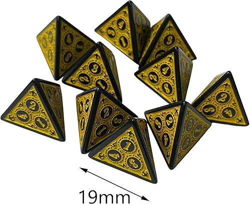Miniatura 2 de Almencla 10 dados de 4 caras, dados poliédricos D4, amarillo