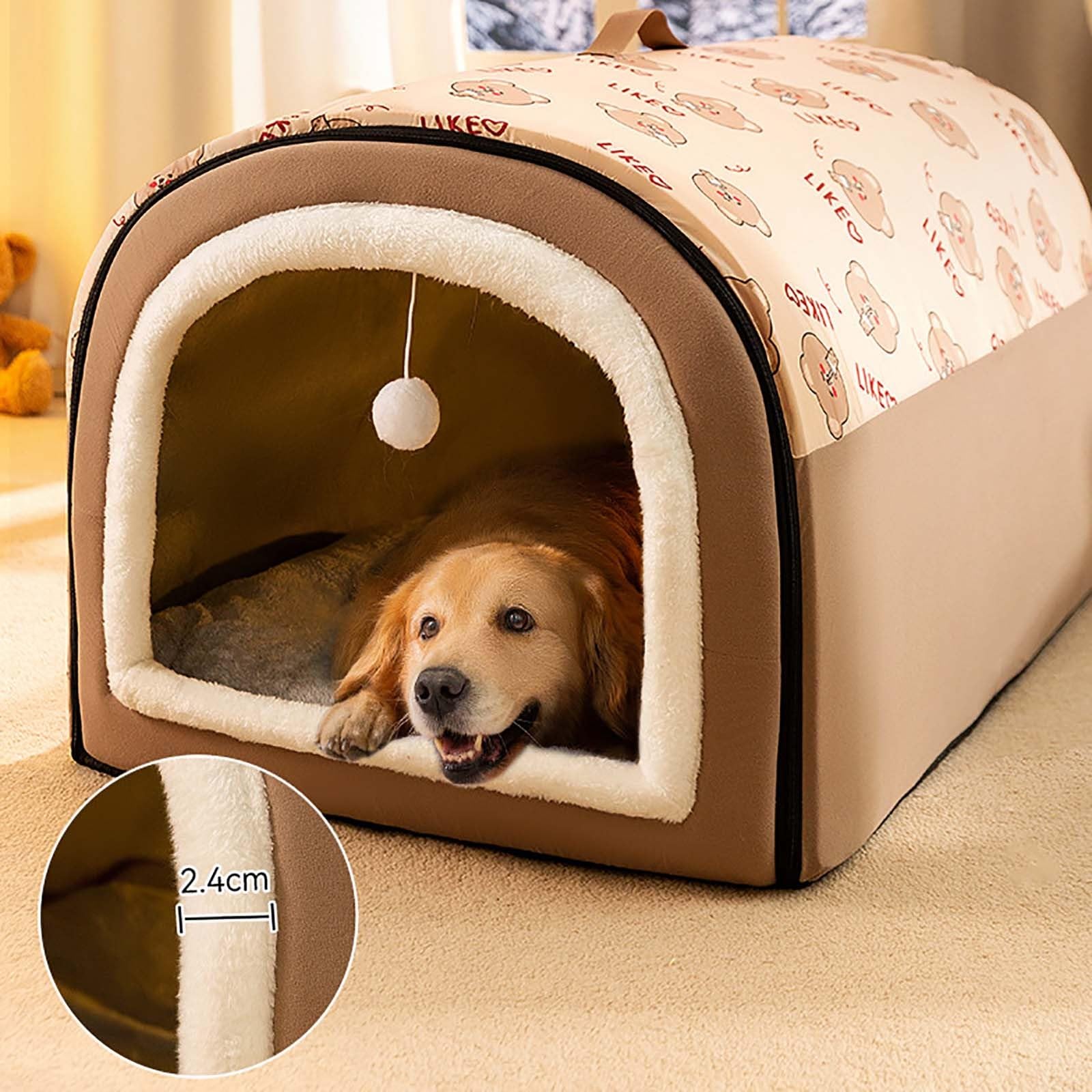 2024 Cama para Perro Grande, Cueva para Mascotas, 2 en 1 Casa para Perros, Iglú para Gatos, Cama de Confort para Mascotas, Saco de Dormir Acogedor para Perros, Nido Cálido de Invierno para Cachorros