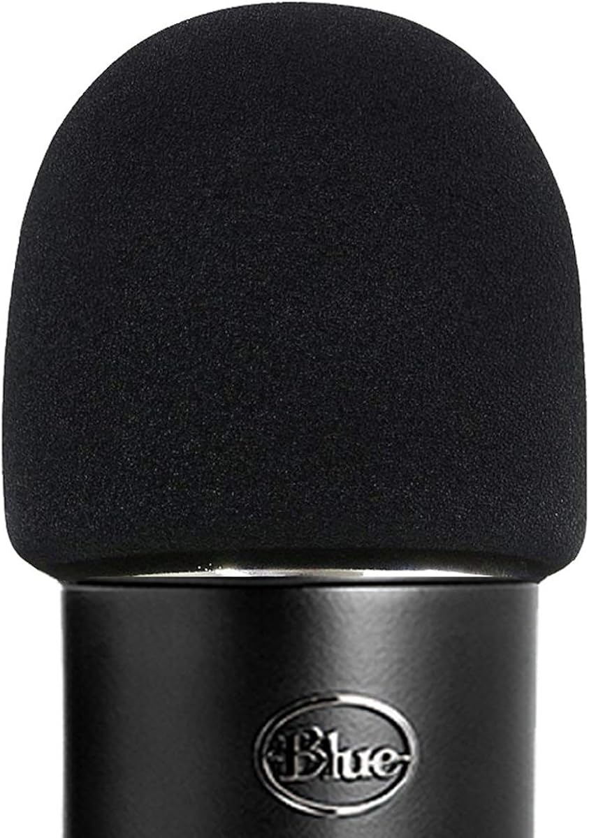 Windscreen for Blue Yeti Foam - Also Fits Other Large Microphones Such as MXL, Audio Technica and More - Quality Sponge Material to Act as a Pop Filter for Your Mic (Black) | Blue Yeti Pop Filter Foam Mic Cover / Accessory for Windscreen Sponge Blue Yeti Microphone, Nano, MXL, Audio Technica