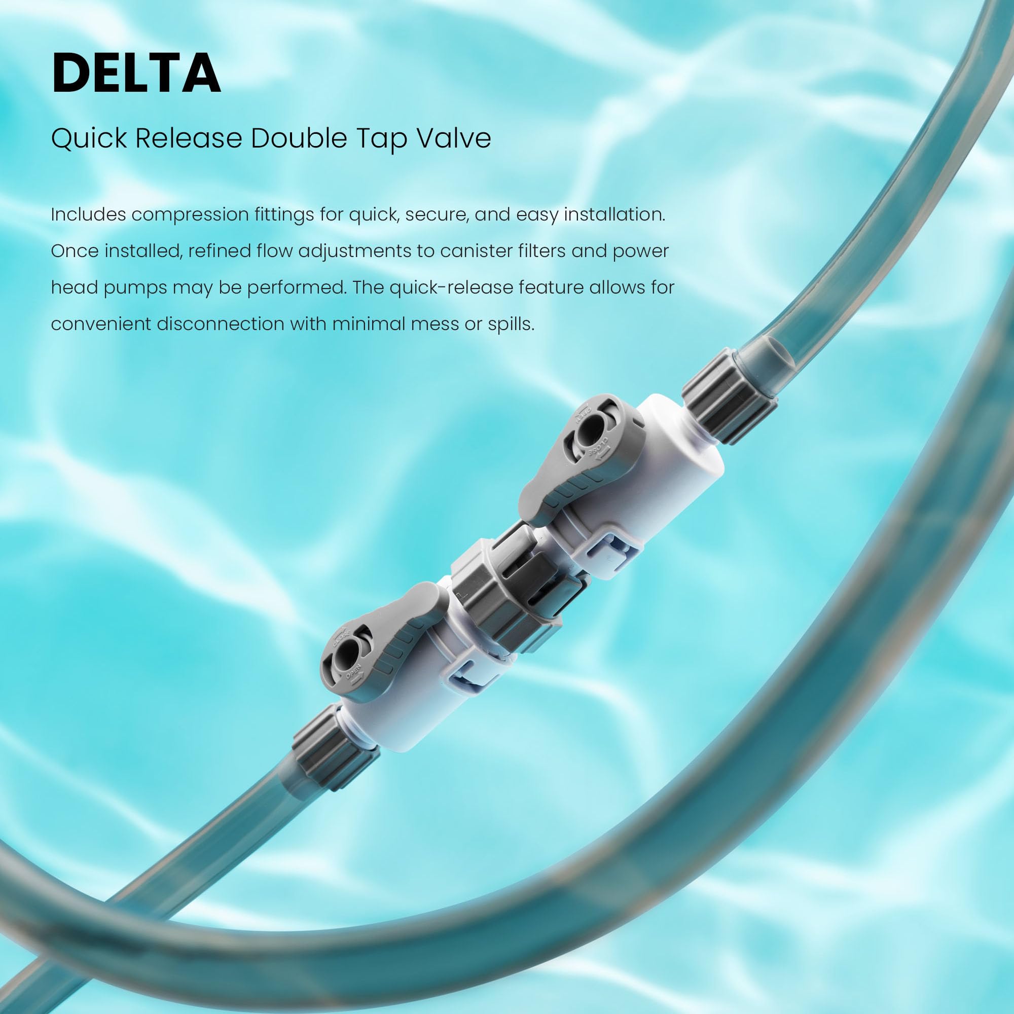Ultum Nature Systems Delta Quick Release Double Tap Valve for Aquarium Canister Filters (1/2
