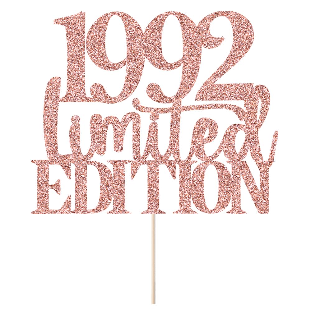 Limited EDITION 1992 cake topper 34th birthday happy birthday cake topper men and women cheer 34 years old handmade rose gold glitter cake decoration