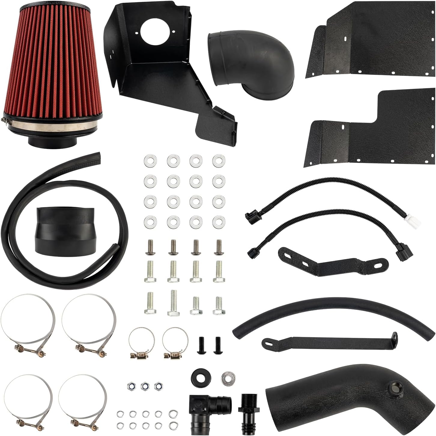 KAX 3.5 inch Cold Air Intake System Kit & Heat Shield Replacement for Ram 1500 2011-2018 5.7L V8, Ram 1500 Classic 2019-2024 5.7L V8, Dodge Ram 1500 2009-2010 5.7L V8, High Performance, RED