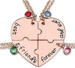 Jovivi Best Friends Forever and Ever Friendship Necklaces for 3/4,Alloy Heart Matching Puzzle Piece BBF Pendant Necklace Friendship Jewelry Birthday Gifts