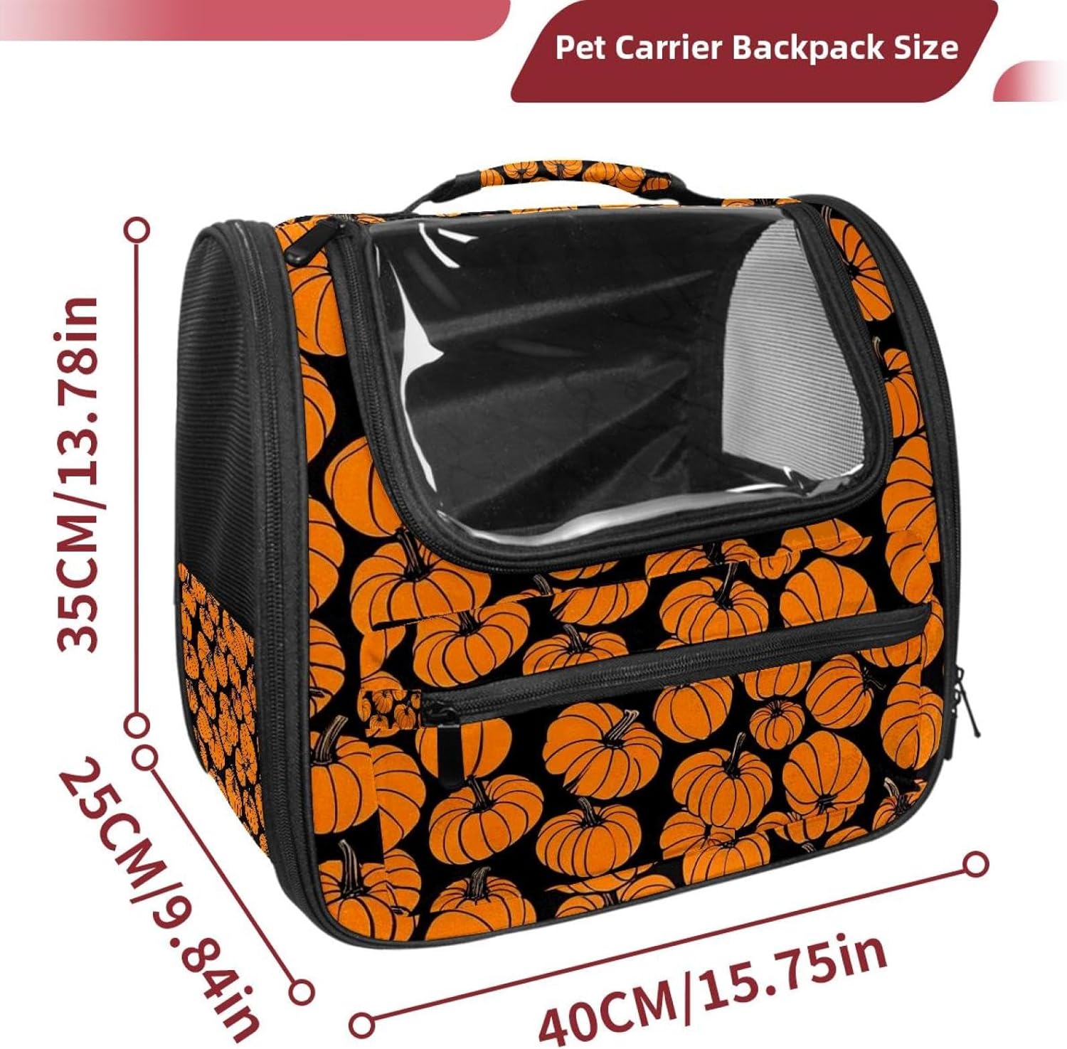 Portable Travel pet Backpack Carrier Hamster Bag Small Dog cat Carrier Breathable Hang Bag, Helloween Pumkins 3_18