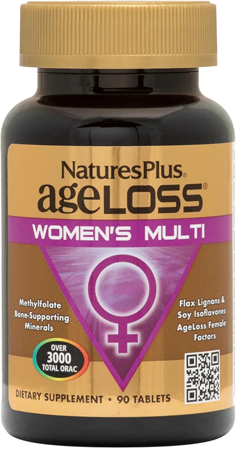 NaturesPlus AgeLoss Women’s Multi - 90 Tablets - Anti-Aging Multivitamin & Mineral Supplement, Menstrual & Menopausal Support, Antioxidant, Anti-Inflammatory - Gluten-Free - 30 Servings