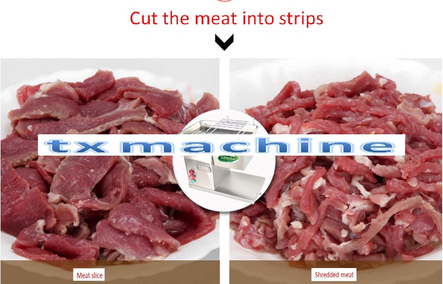 TX® Commercial meat slicer machine electric meat slicing machine stainless steel QX meat shredding slicer machine 551LBS/H 800W (110V/60HZ, 10MM blade)