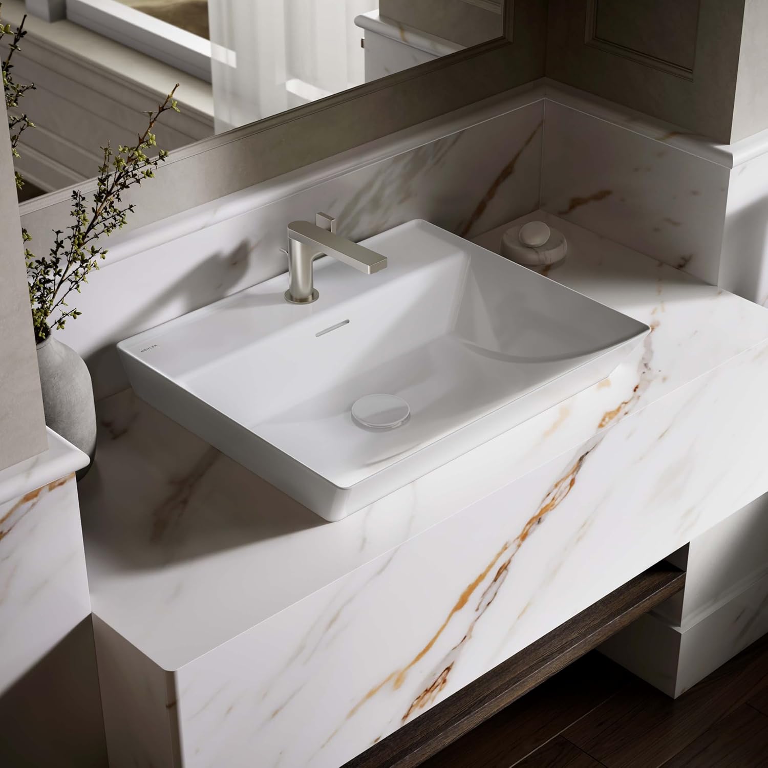 KOHLER Brazn Rectangle Vessel Bathroom Sink