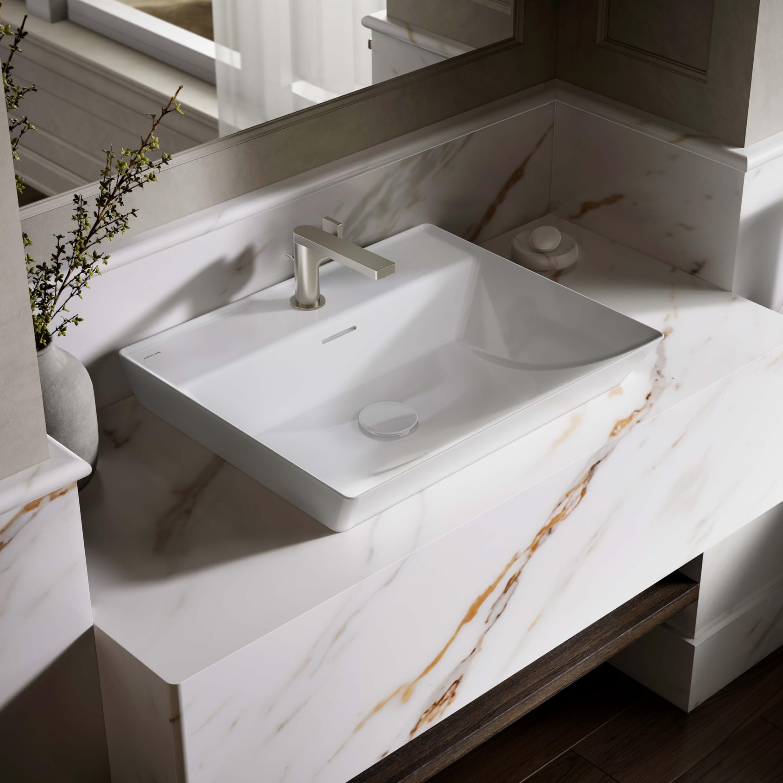 KOHLER Brazn - Lavabo rectangular para baño