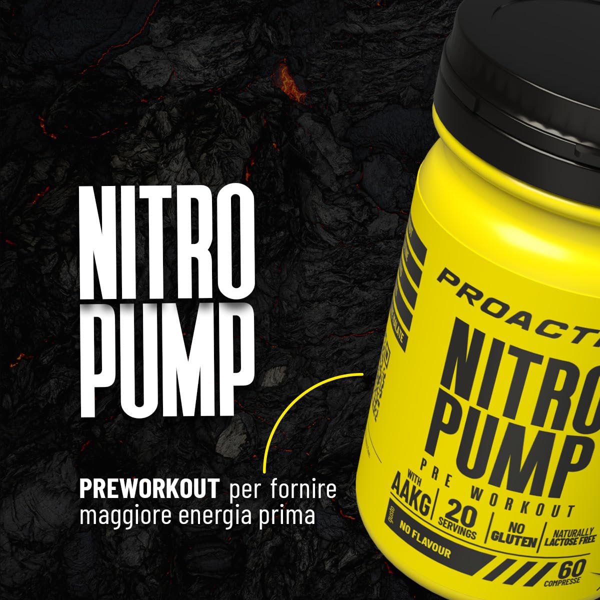 Proaction Nitro Pump 60 cpr - Arginina Ornitina Citrullina - Miglioramento recupero muscolare - Combatte stanchezza fisica.