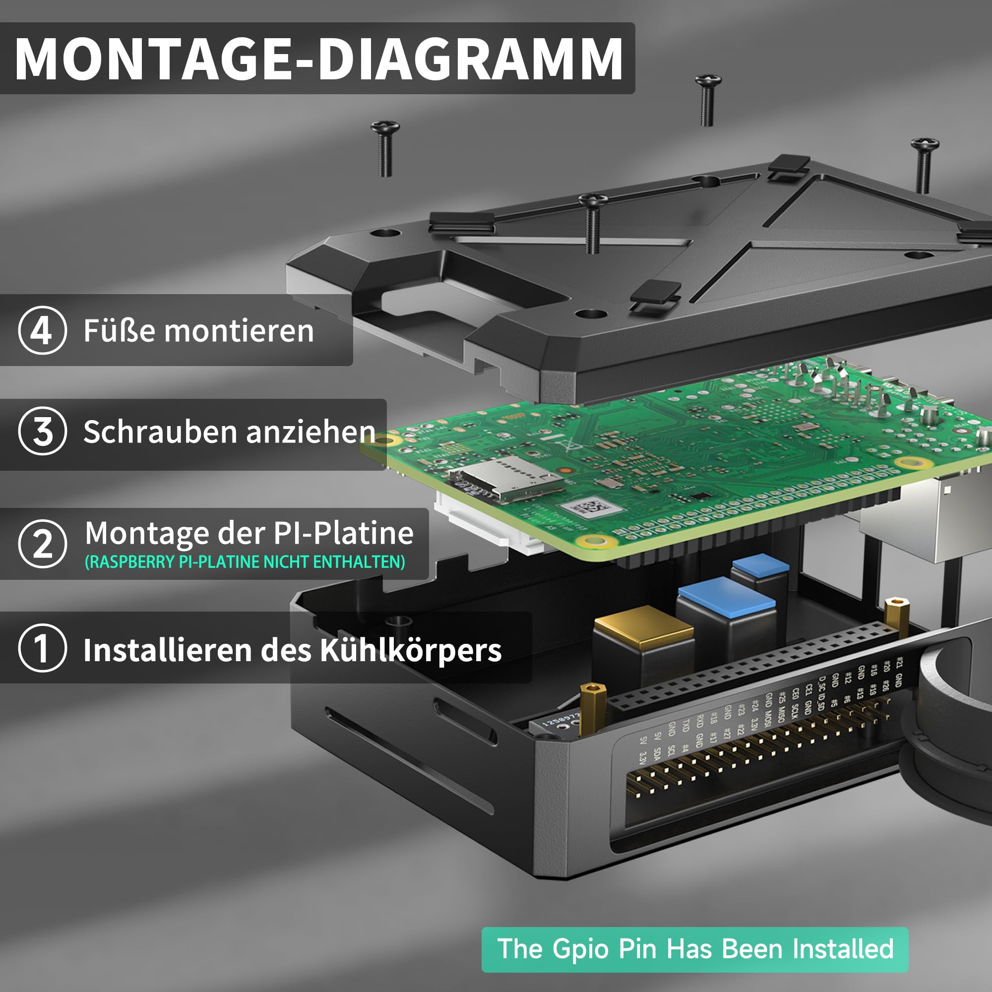 Boîtier Aluminium Raspberry Pi 4 Avec Refroidissement Passif | Dissipation Thermique | Compatible Modèle B 2Go/4Go/8Go