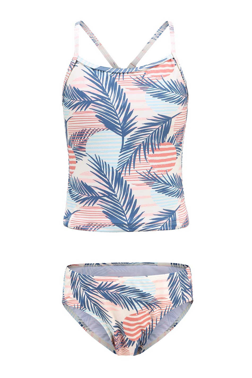 Girls Two Piece Tankini Swimsuits Hawaiian Ruffle Bathing Suit Summer Beach Swimwear Set
