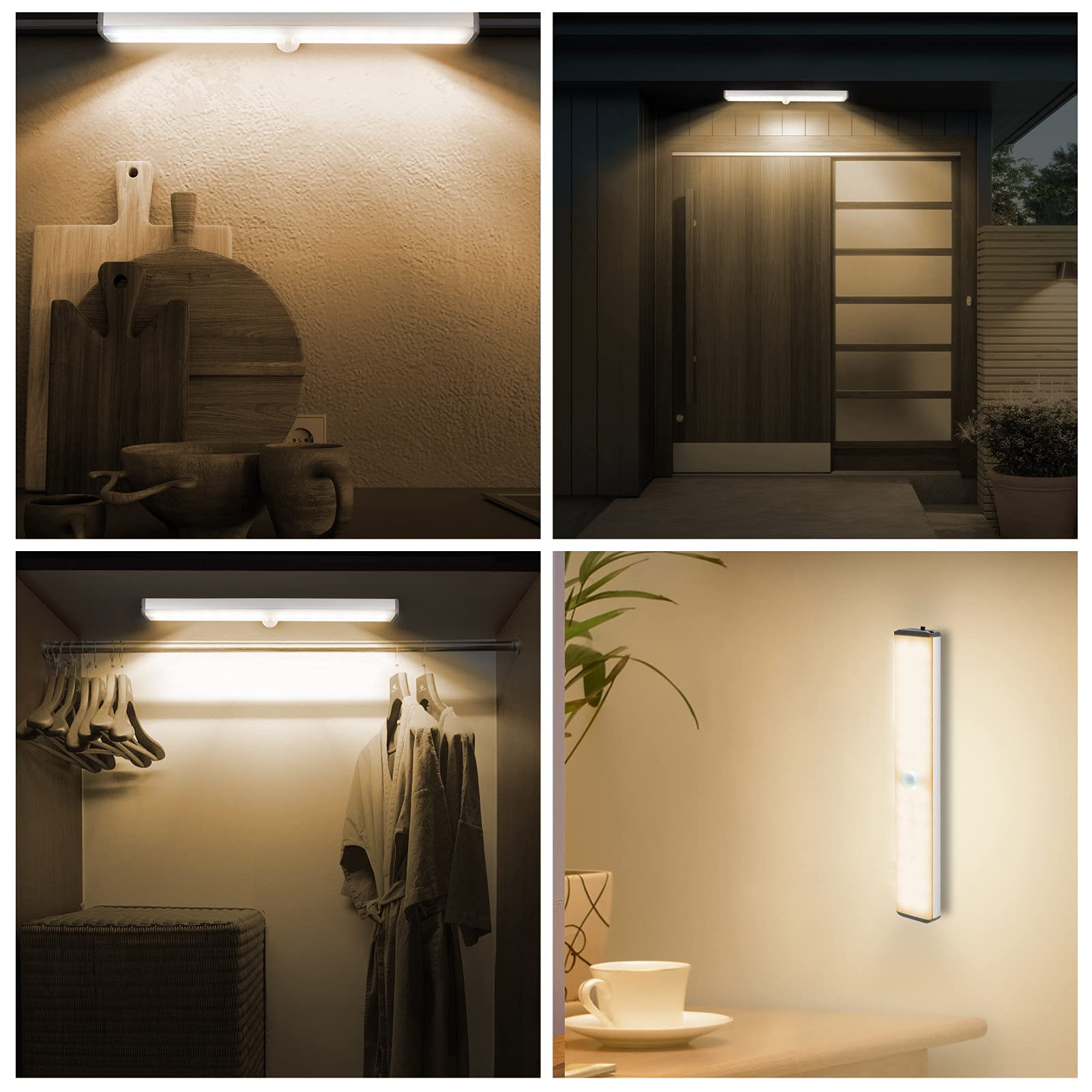 Luce notturna a LED, con sensore di movimento ricaricabile tramite USB,per interni,luce bianca naturale, con strisce magnetiche, per armadi, camere da letto, scale,armadi,cucine,corridoi sotto PIR