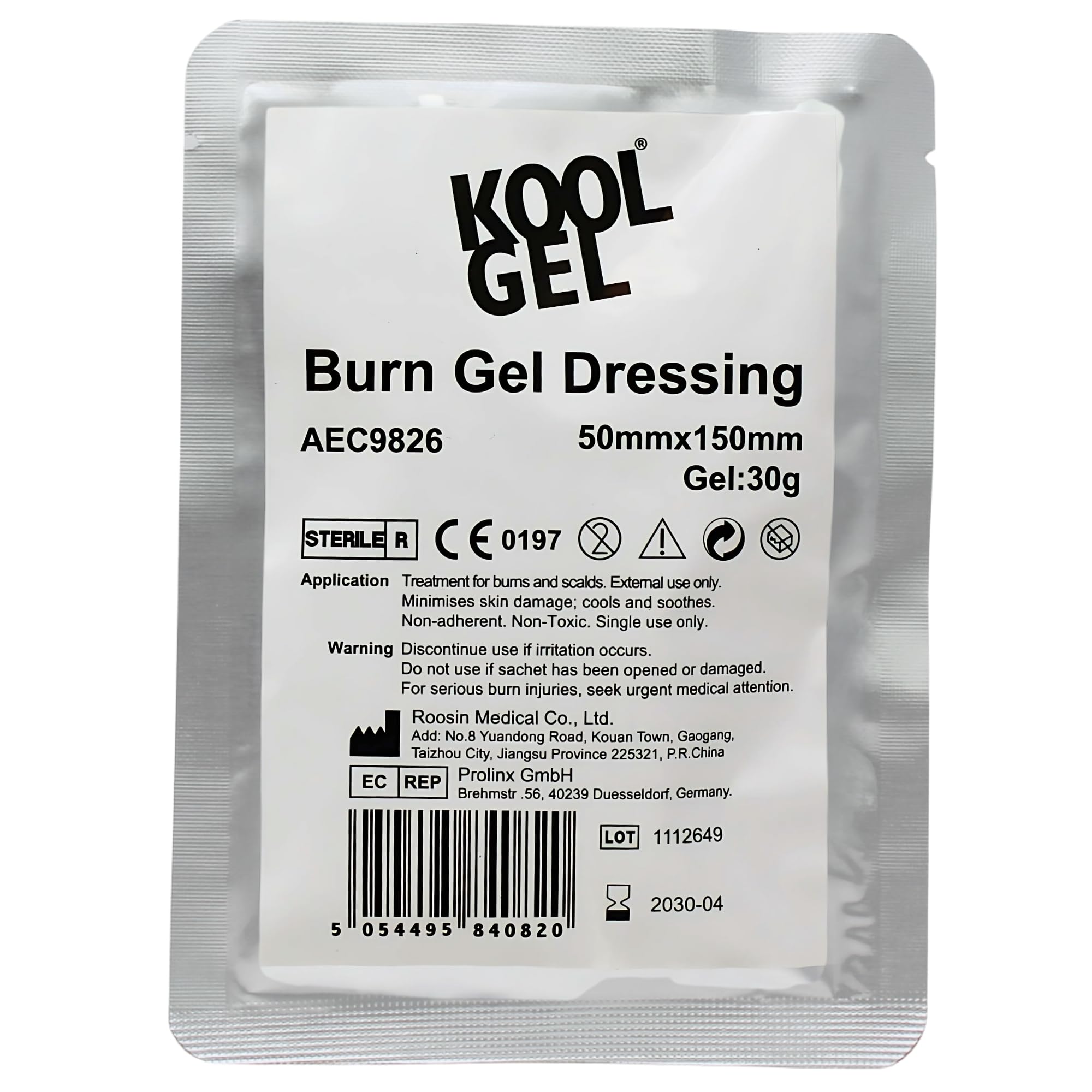 Koolpak KoolGel Burn Dressing 5cm x 15cm – Instant Soothing Relief for Burns, Scalds and Sunburn, 1st and 2nd Degree Burns – Sterile Hydrogel First Aid Treatment
