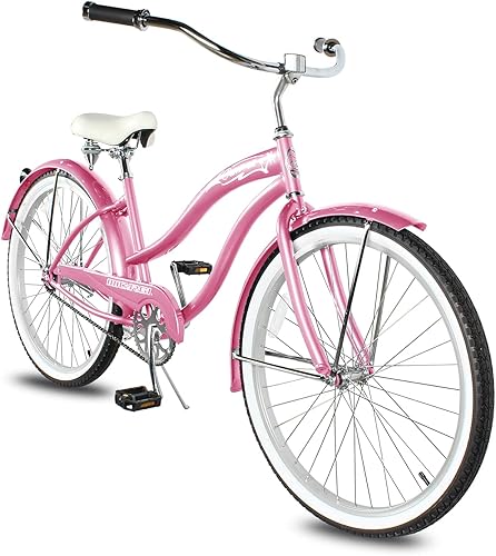Vista 62 de MICARGI Bicicleta híbrida para adultos de 24/26 pulgadas, bicicleta híbrida de 1/7 velocidades para mujeres, hombres, personas mayores, bicicleta