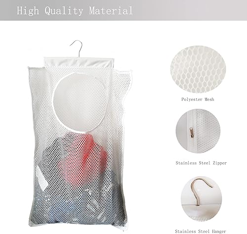 Miniatura 3 de Cesta de malla colgante para lavandería (30 x 20 x 2 pulgadas), bolsa grande de ropa sucia, se puede utilizar detrás de la puerta, armario, caravana