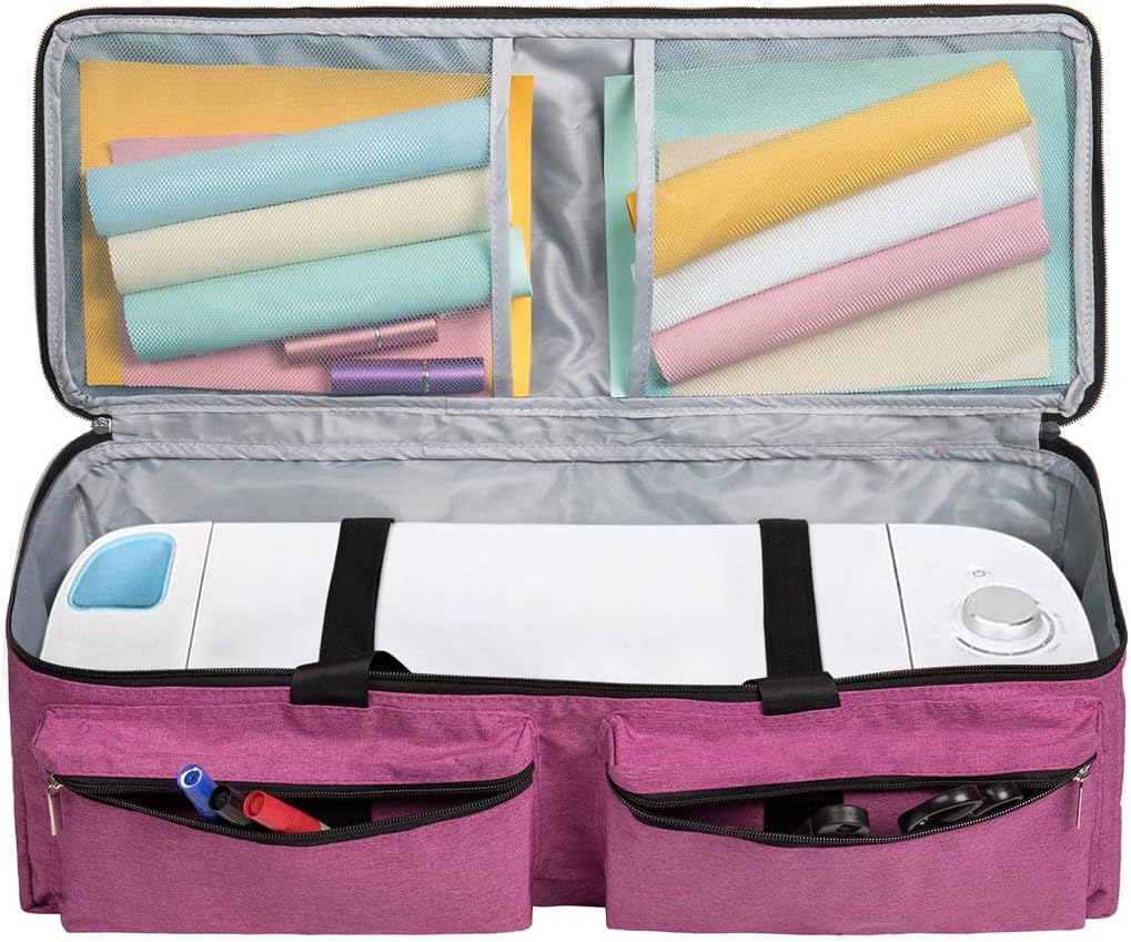 CACTIYE Carrying Bag Compatible with Cricut Explore Air and Maker, Waterproof Tote Bag Compatible with Cricut Explore Air and Supplies (Pink, 1+1)