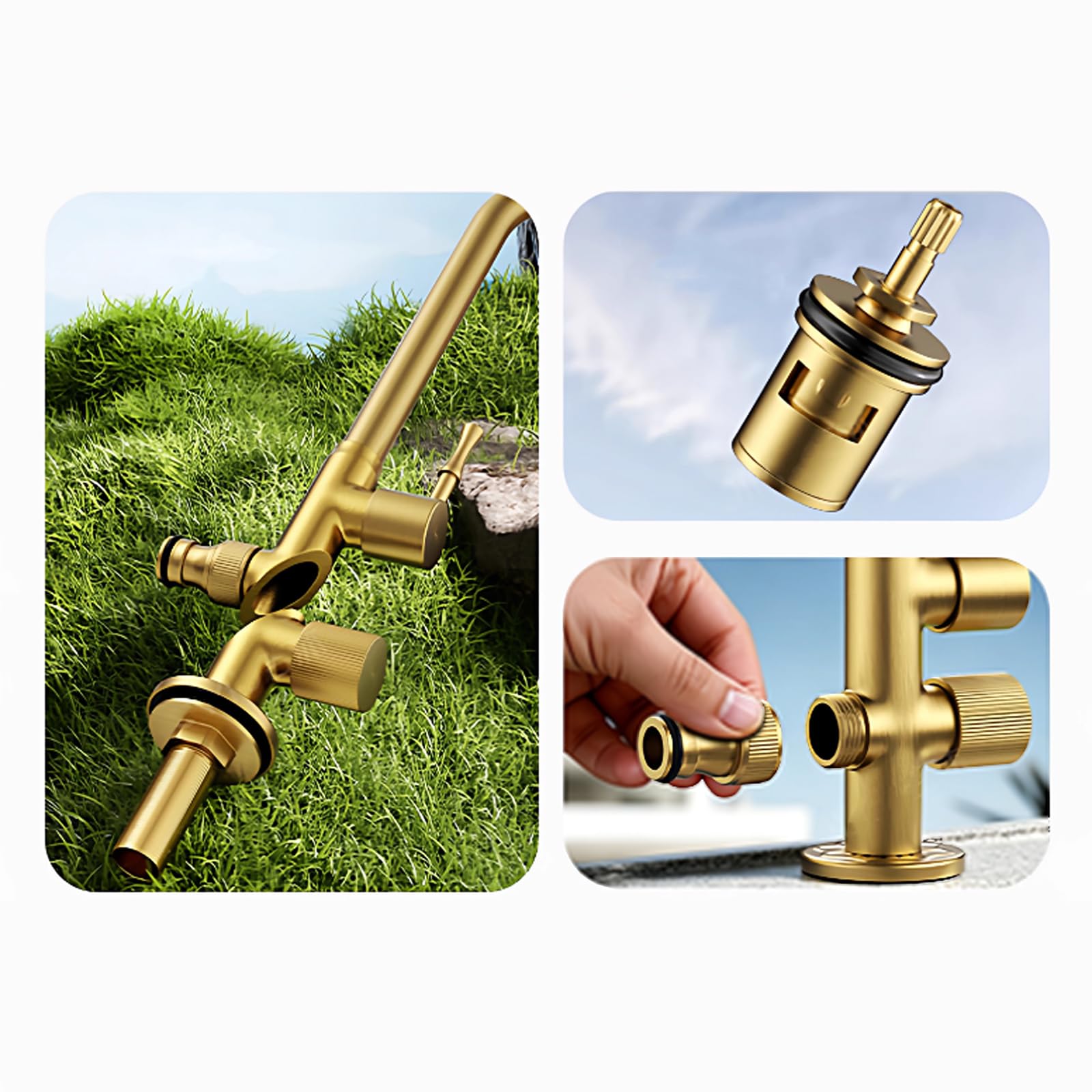 Grifo Lavadora Grifo Doble Salida De 1/2 Pulgadas Solo Agua Fría Latón Orificio Único Adecuado para Exteriores/Baño,10cm