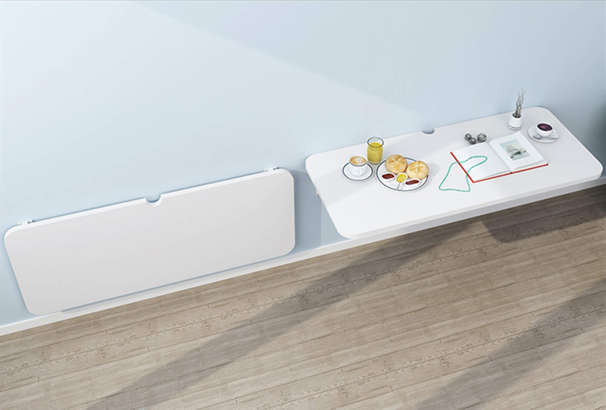 Tavolo pieghevole da parete bianco (110 x 60 cm), salvaspazio, scrivania per cucina, postazione di lavoro, postazione di lavoro, tavolo da pranzo e scrittura, versatile mensola pieghevole da parete