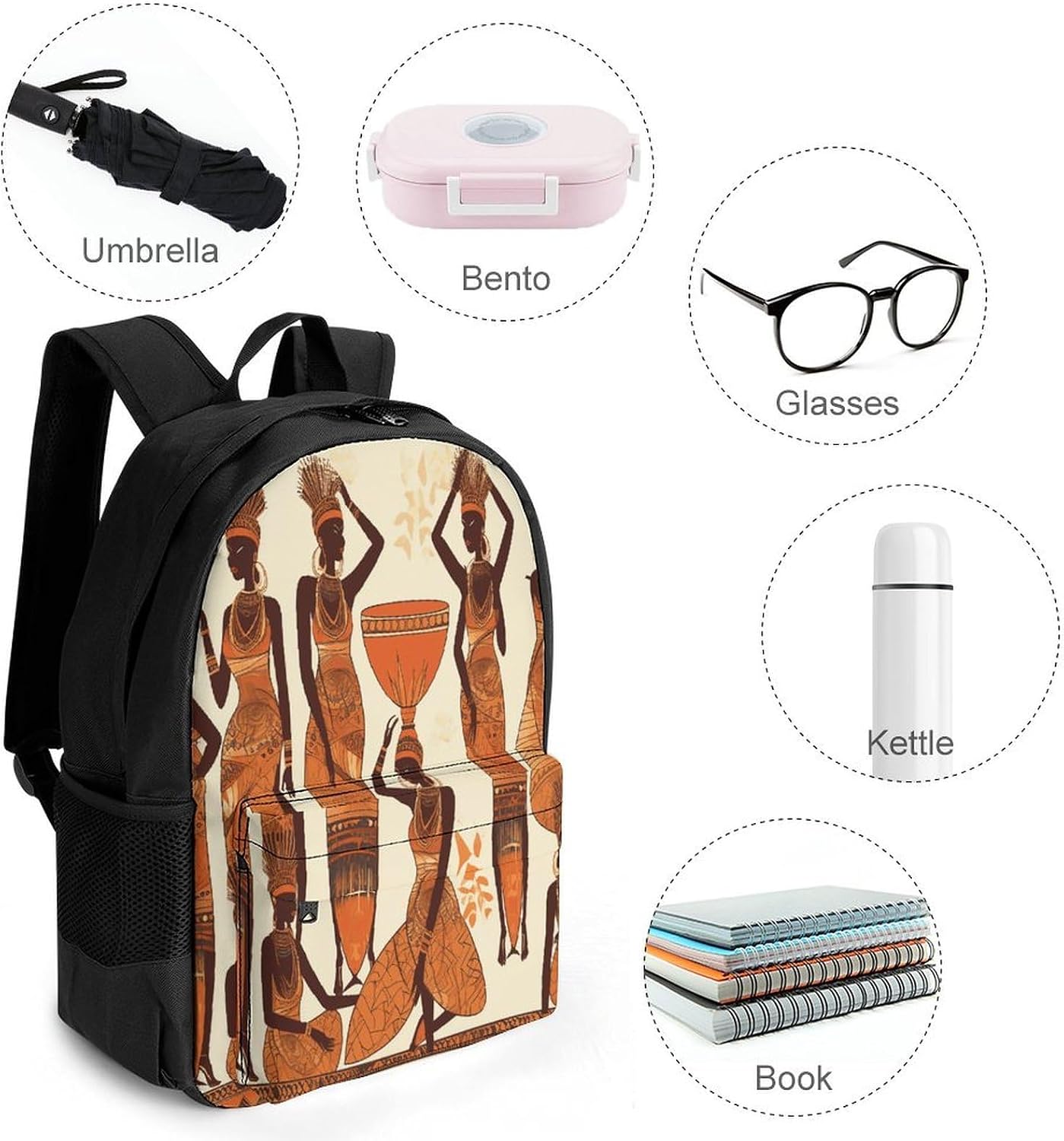 African Tribal Woman Backpack Daypack Travel Backpack | Lightweight Casual Laptop Backpack for Women Men Aesthetic Travel Bag for Weekender Business Hiking Outdoor