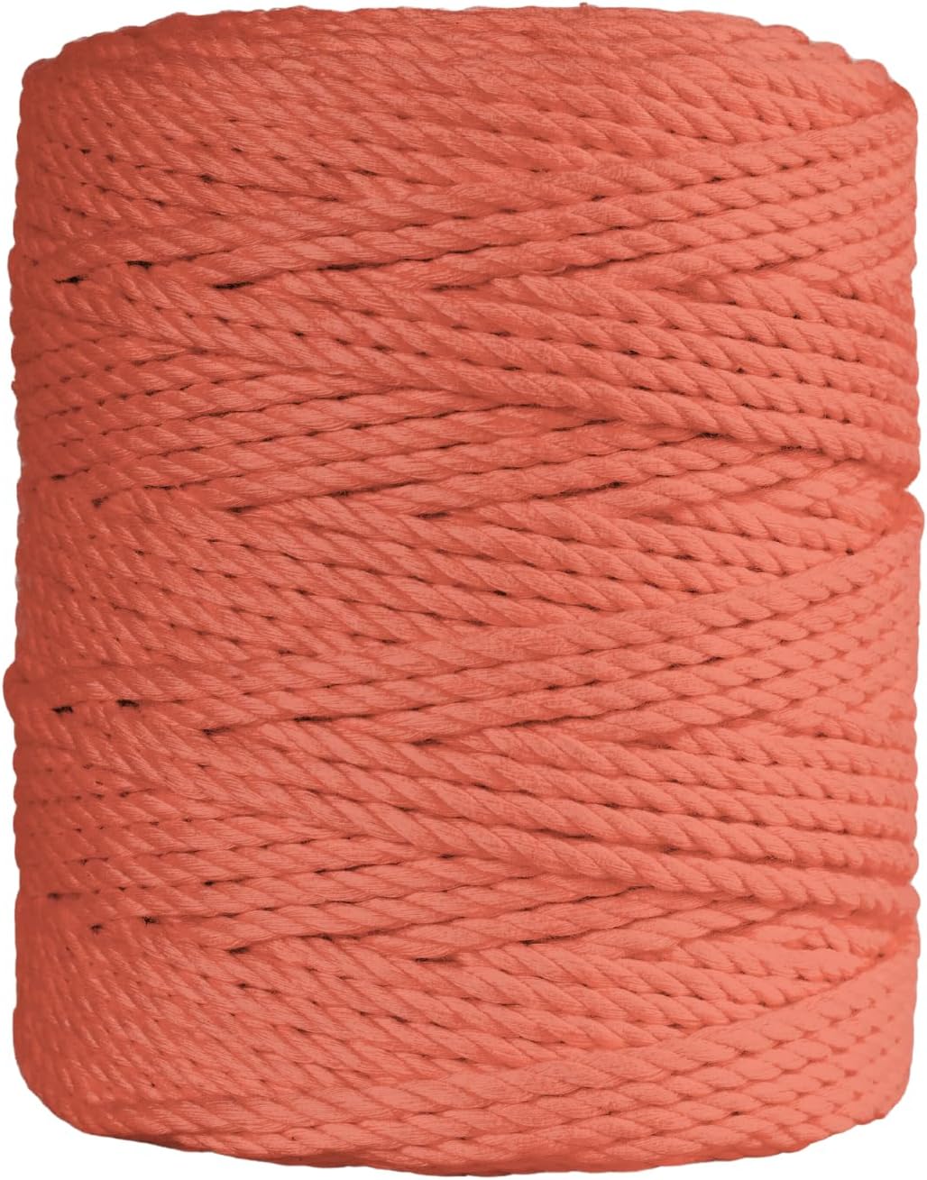 3 Ply Twisted Macrame Cord 3mm x 109Yards 100% Natural Cotton Like Macrame Rope Cotton Like Cord for Handmade Macrame Supplies, Wall Hanging, Plant Hangers (Peach, 3mmx109Yards)